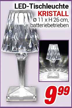 LED-Tischleuchte KRISTALL - Ø 11 x H 26 cm, batteriebetrieben