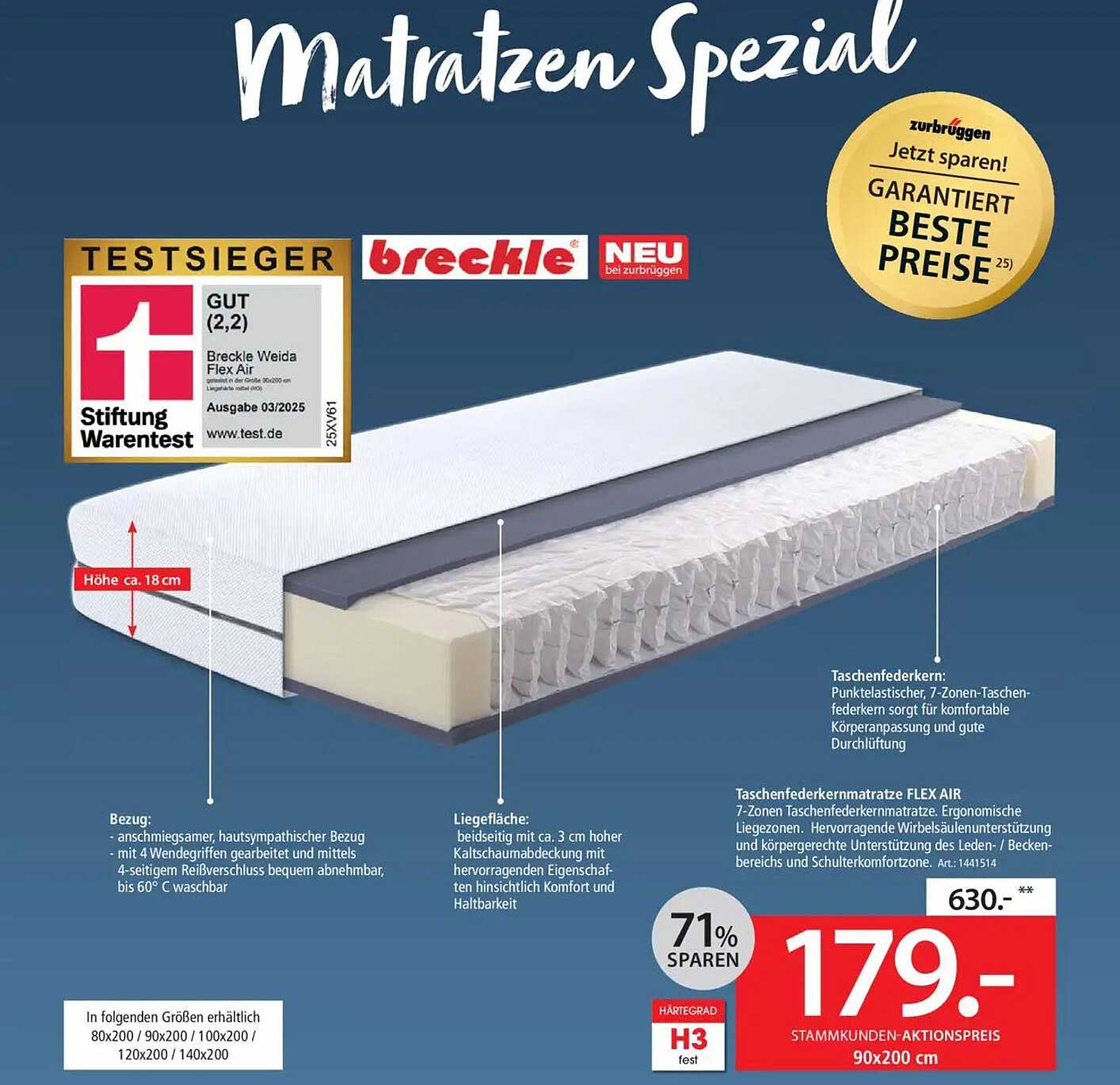 Matratzen Spezial Breckle Weida Flex Air 90x200 cm
