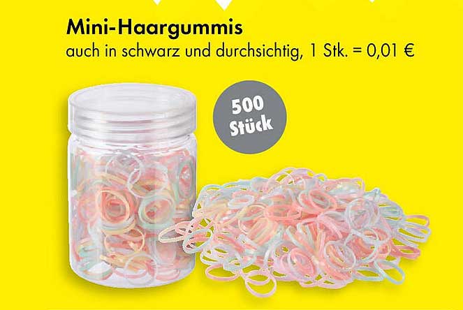Mini-Haargummis, 500 Stück