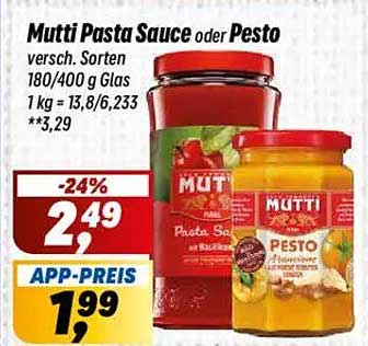 Mutti Pasta Sauce oder Pesto 180/400 g Glas