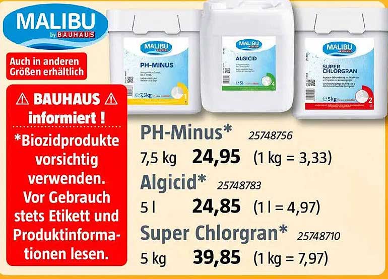 PH-Minus, Algicid und Super Chlorgran
