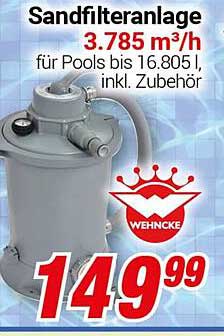 Sandfilteranlage 3.785 m³/h für Pools bis 16.805 l, inkl. Zubehör