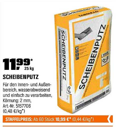 Scheibenputz 25 kg für Innen- und Außenbereich