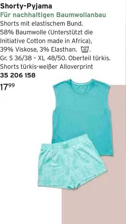 Shorty-Pyjama für nachhaltigen Baumwollanbau