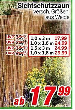 Sichtschutzzaun versch. Größen, aus Weide