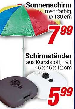 Sonnenschirm mehrfarbig, Ø 180 cm