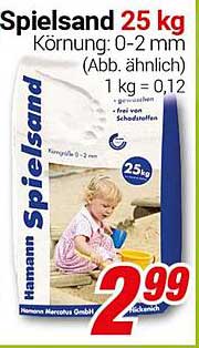 Spielsand 25 kg - Körnung: 0-2 mm