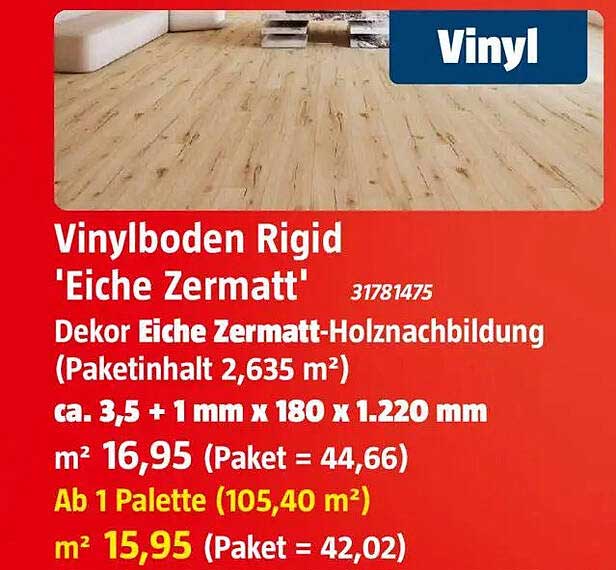 Vinylboden Rigid 'Eiche Zermatt'
