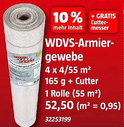 WDVS-Armiergewebe | 10% mehr Inhalt + GRATIS Cutter-Messer