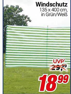 Windschutz 135 x 400 cm, in Grün/Weiß