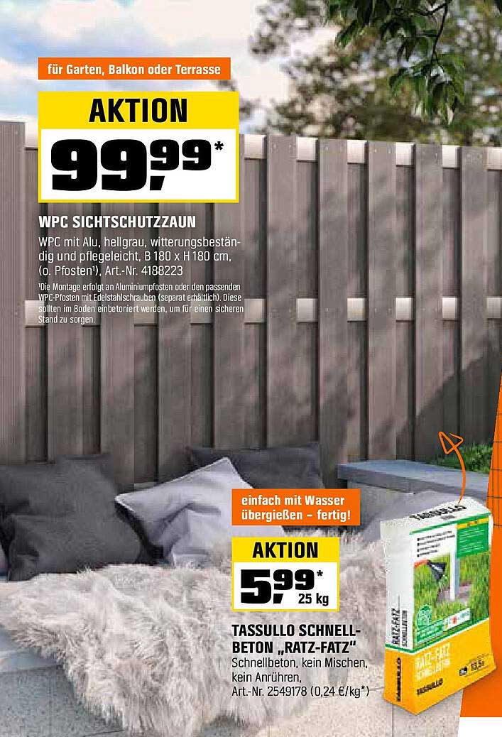 WPC Sichtschutzzaun 180 x 180 cm