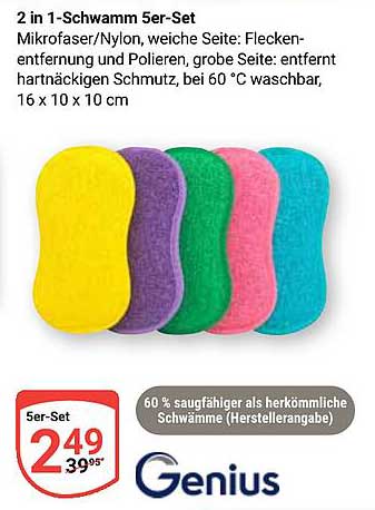 2 in 1-Schwamm 5er-Set von Genius