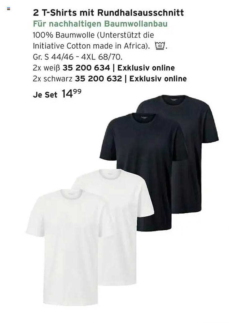 2 T-Shirts mit Rundhalsausschnitt für nachhaltigen Baumwollanbau