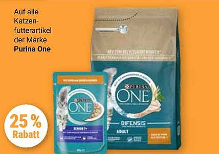 25% Rabatt auf alle Katzenfutterartikel der Marke Purina One