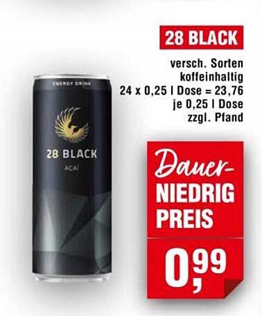 28 BLACK Energy Drink - Verschiedene Sorten - Dauer-Niedrigpreis