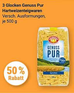 3 Glocken Genuss Pur Hartweizenteigwaren, 500 g