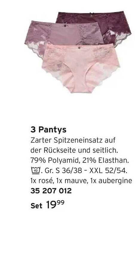 3 Pantys mit zartem Spitzenbesatz auf der Rückseite
