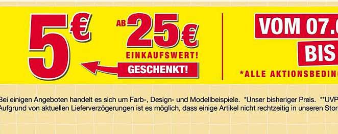 5 € Geschenkt ab einem Einkaufswert von 25 €