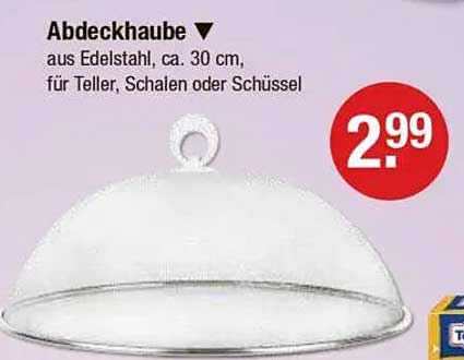Abdeckhaube aus Edelstahl, ca. 30 cm, für Teller, Schalen oder Schüsseln