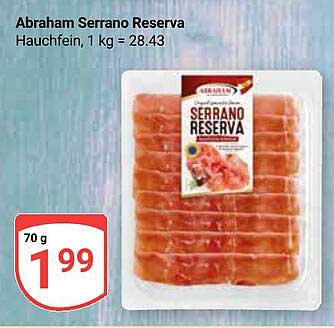 Abraham Serrano Reserva Hauchfein – 70 g für nur 1,99 €