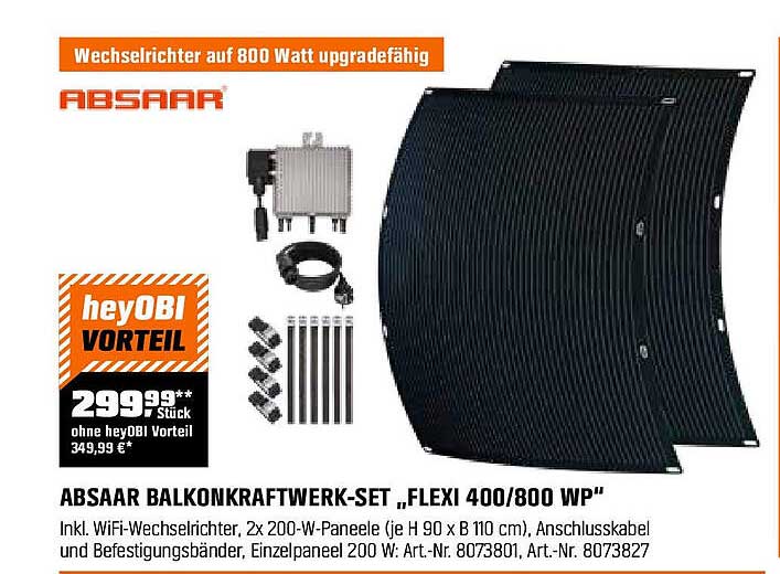 ABSAAR BALKONKRAFTWERK-SET „FLEXI 400/800 WP“