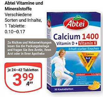 Abtei Calcium 1400 Vitamin D + Vitamin K