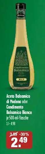 Aceto Balsamico di Modena oder Condimento Balsamico Bianco je 500-ml-Flasche
