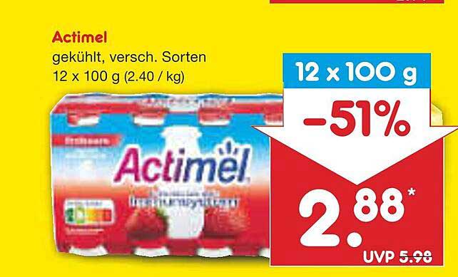 Actimel - 12 x 100 g (gekühlt, verschiedene Sorten)