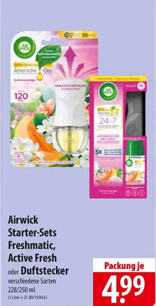 Airwick Starter-Sets Freshmatic, Active Fresh oder Duftstecker verschiedene Sorten 228/250 ml