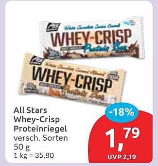 All Stars Whey-Crisp Proteinriegel 50 g