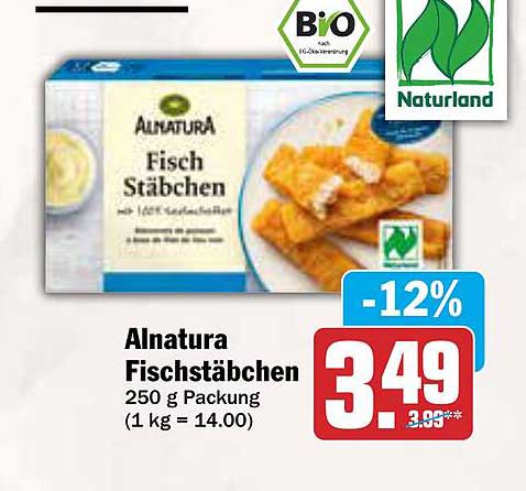 Alnatura Fischstäbchen 250 g Packung