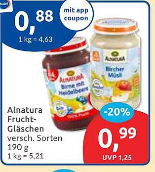 Alnatura Frucht-Gläschen - 20% Rabatt auf ausgewählte Sorten