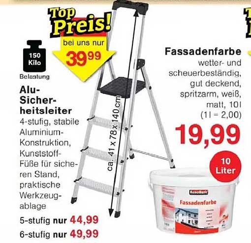Alu-Sicherheitsleiter 4-stufig