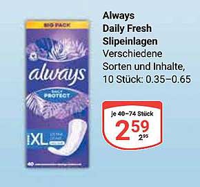 Always Daily Fresh Slippeinlagen, Big Pack