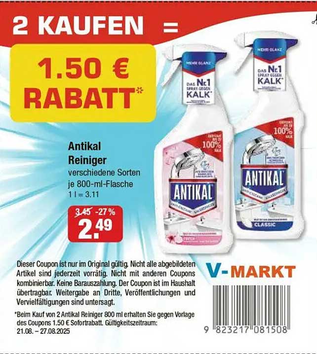 Antikal Reiniger verschiedene Sorten je 800-ml-Flasche