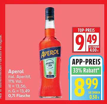 Aperol 0,71 Liter – der italienische Aperitif