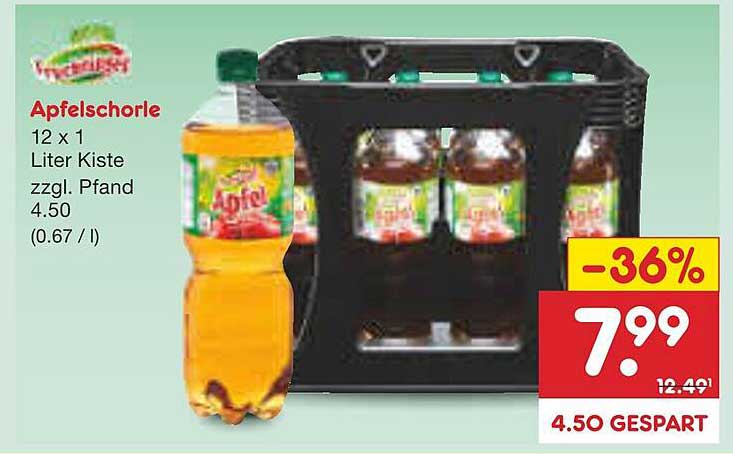 Apfelschorle 12 x 1 Liter Kiste zzgl. Pfand