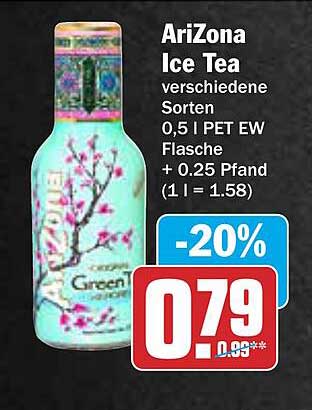 AriZona Ice Tea verschiedene Sorten 0,5 l PET EW Flasche + 0,25 Pfand