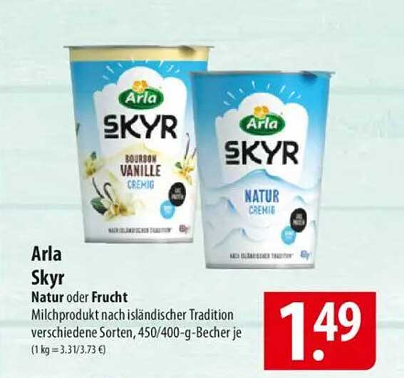 Arla Skyr Natur oder Frucht, 450/400-g-Becher