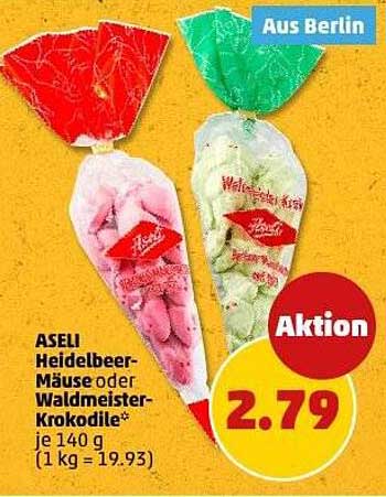 ASELI Heidelbeer-Mäuse oder Waldmeister-Krokodile 140 g