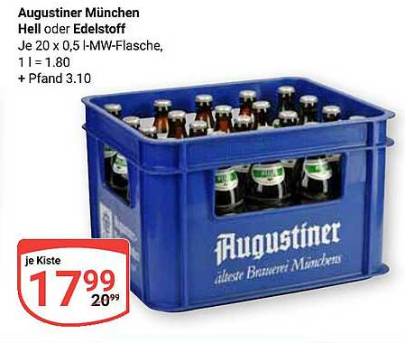 Augustiner München Hell oder Edelstoff Kiste