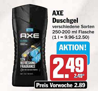 AXE Duschgel verschiedene Sorten 250-200 ml Flasche (1 l = 9,96-12,50)