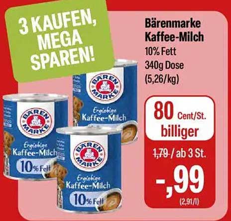 Bärenmarke Kaffee-Milch 10% Fett, 340g Dose