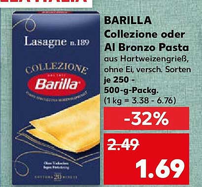 BARILLA Collezione oder Al Bronzo Pasta - Lasagne n.189