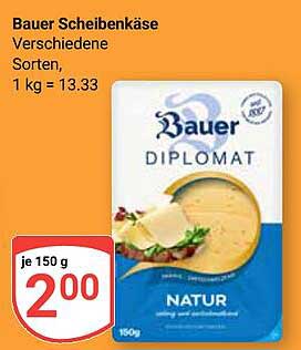 Bauer Scheibenkäse verschiedene Sorten, 150g