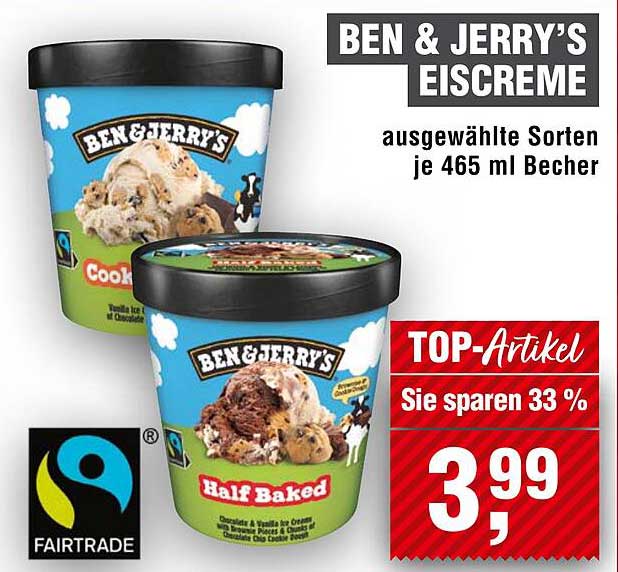BEN & JERRY'S EISCREME - Ausgewählte Sorten je 465 ml Becher
