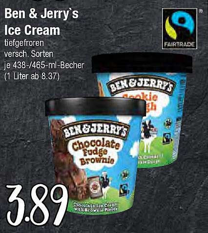 Ben & Jerry's Ice Cream - tiefgefroren in verschiedenen Sorten