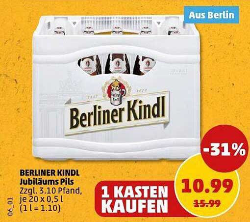 BERLINER KINDL Jubiläums Pils - 31% Rabatt auf Kästen
