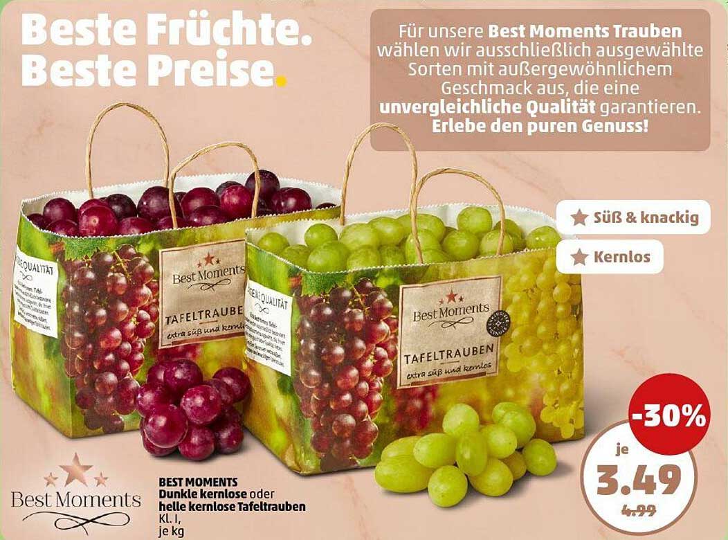 BEST MOMENTS Tafeltrauben - Süß & knackig, kernlos oder mit Kernen
