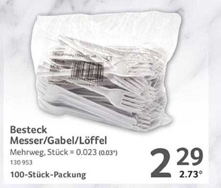 Besteck Messer/Gabel/Löffel - 100-Stück-Packung